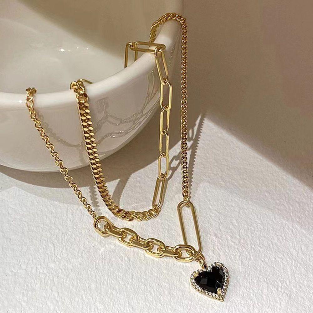 Vòng cổ Hai Lớp Mặt Trái Tim Sang Trọng Thời Trang Cho Nữ