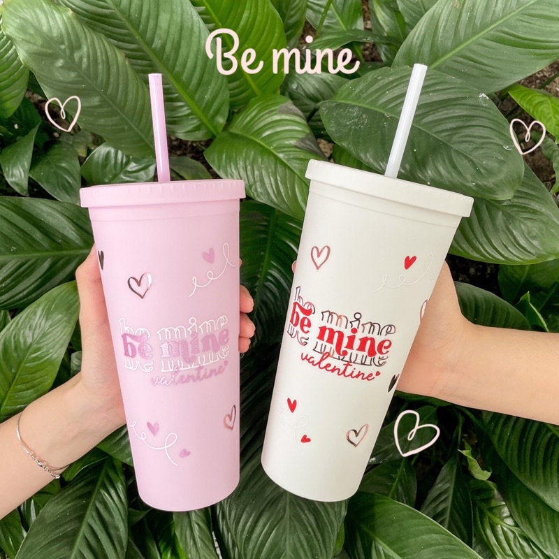 Mẫu ly nước Be Mine, quà tặng Valentine - Tặng kèm 1 túi thơm treo và 1 Cọ rửa ống hút
