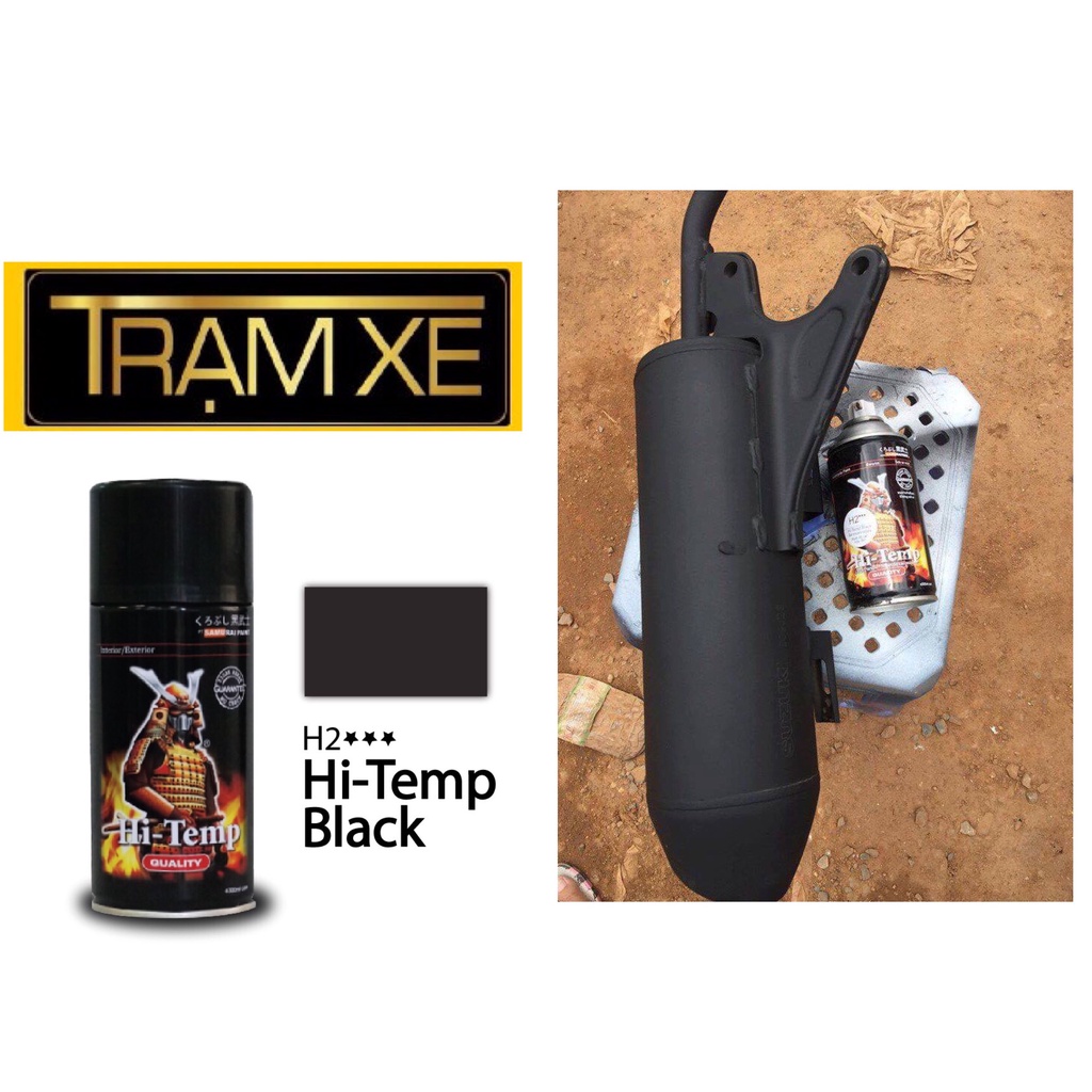 [Mã 11LSSALE giảm 100% đơn 50k] Chai sơn Samurai H2 chịu nhiệt chống cháy màu đen mờ 300ml - Sơn pô zin