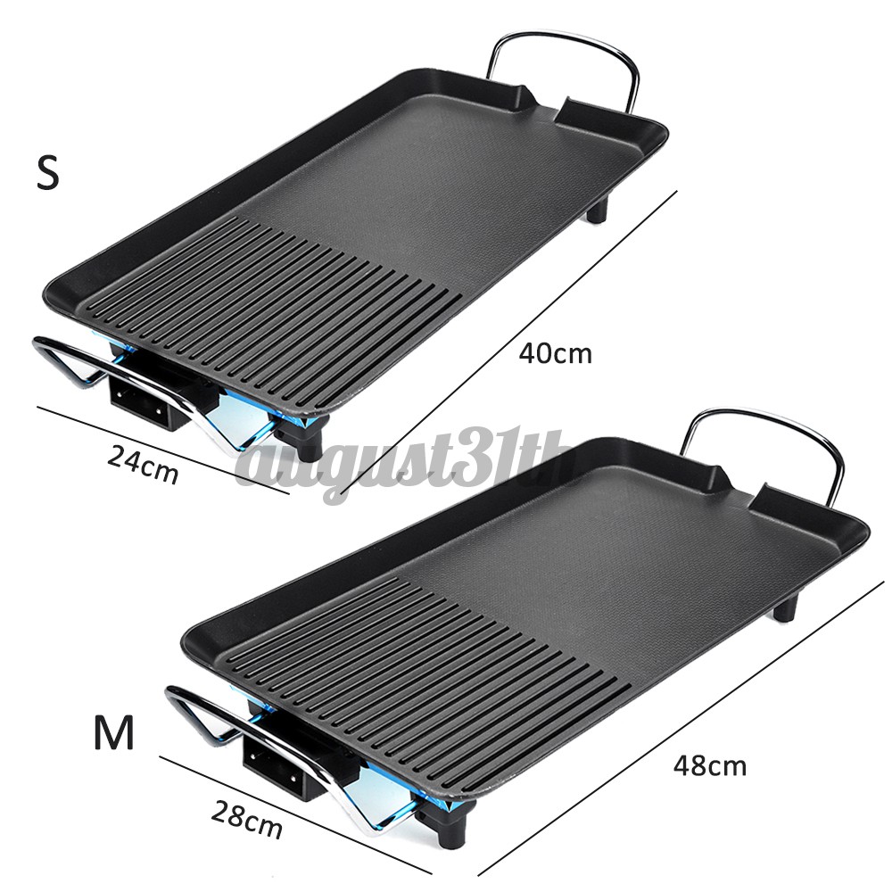 Vỉ Nướng Điện Không Khói Chống Dính Electric Heat Control Smokeless Barbecue Grill Teppanyaki Teriyaki Pot Stove BBQ Pan Tray Non-Stick