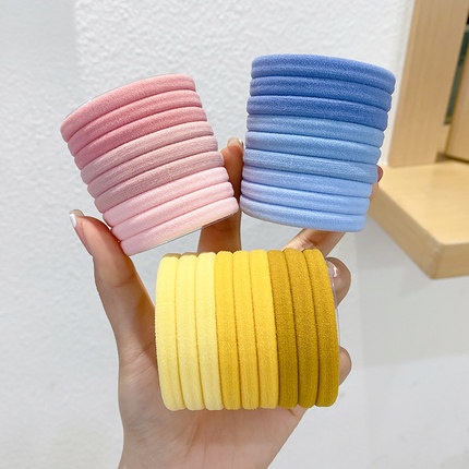 Set 10 Dây Buộc Tóc Co Giãn Thiết Kế Đơn Giản Phong Cách Hàn Quốc Mới