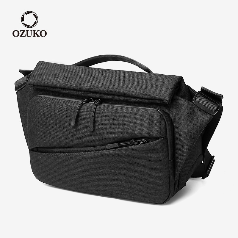 Túi đeo chéo OZUKO chống thấm nước có cổng sạc USB thời trang trẻ trung dành cho nam