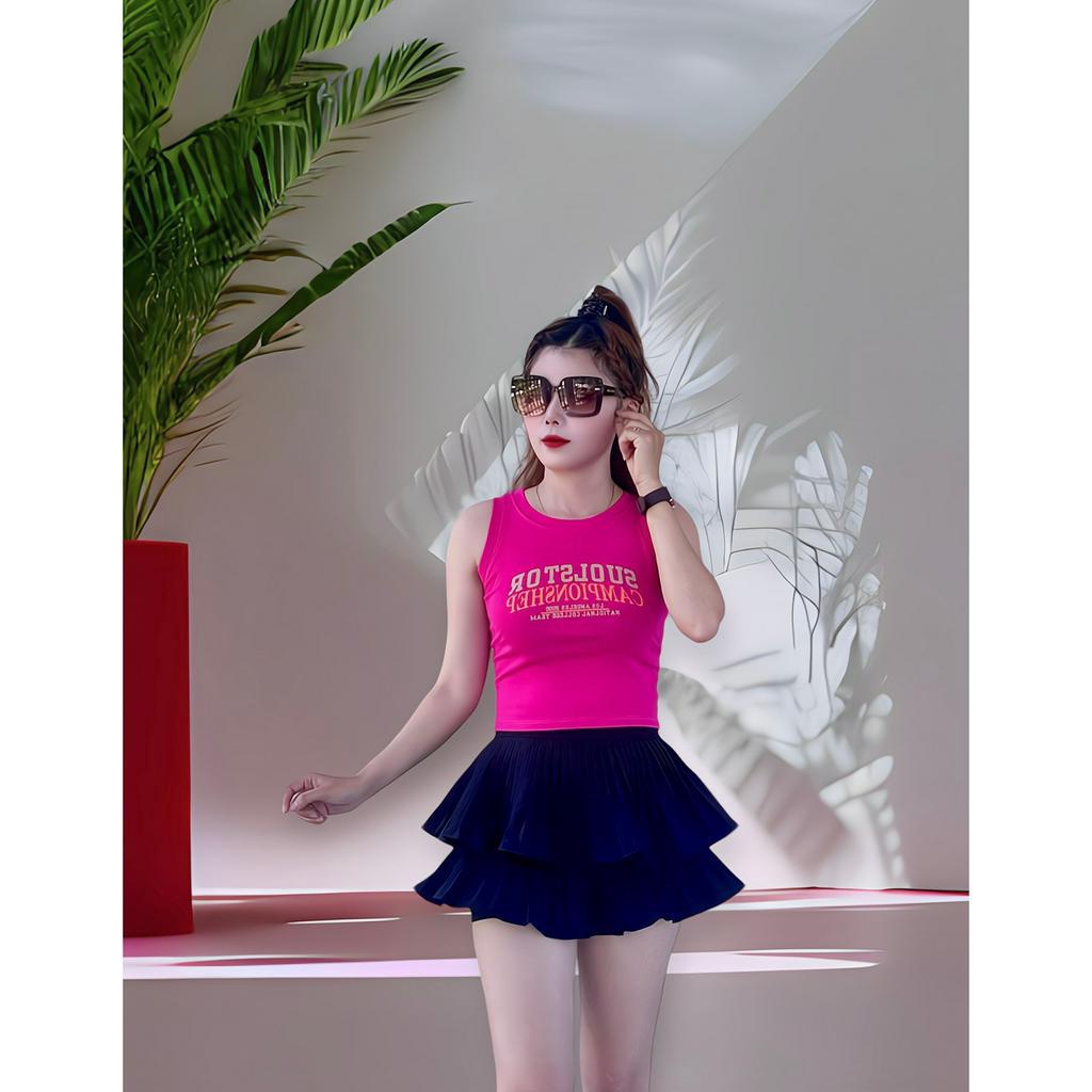 Áo ba lỗ croptop chất liệu thun cotton 100% in hình thời trang