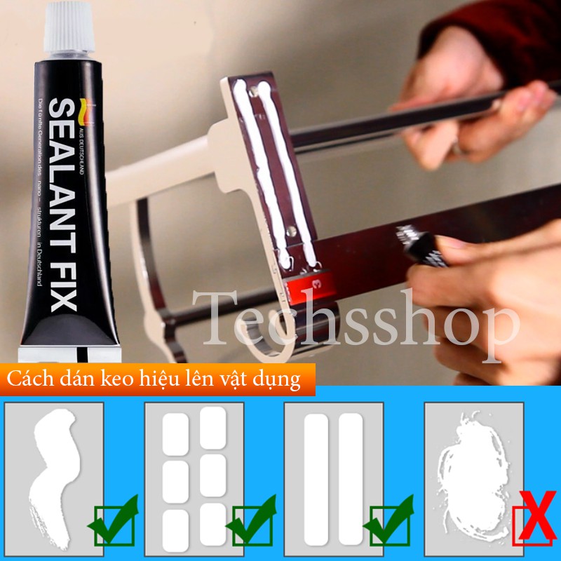 Keo Dán Sealant Fix Cho Kệ Inox, Kệ Nhôm Không Cần Khoan Vít Loại Tuýp Lớn 40gr - Tuýp Keo Dán Kệ Nhà TắmTiện Lợi