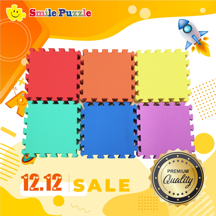 THẢM CHƠI CHO BÉ SMILE PUZZLE - ĐƠN MÀU THƯỜNG - KHÔNG MÙI - TIÊU CHUẨN CHÂU ÂU (10 miếng, kích thước 0,6mx1,5m)