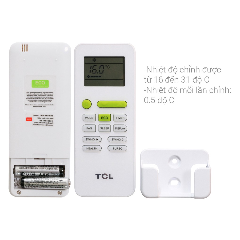 Remote Điều khiển điều hoà TCL mới có 3 nút xanh bảo hành đổi mới