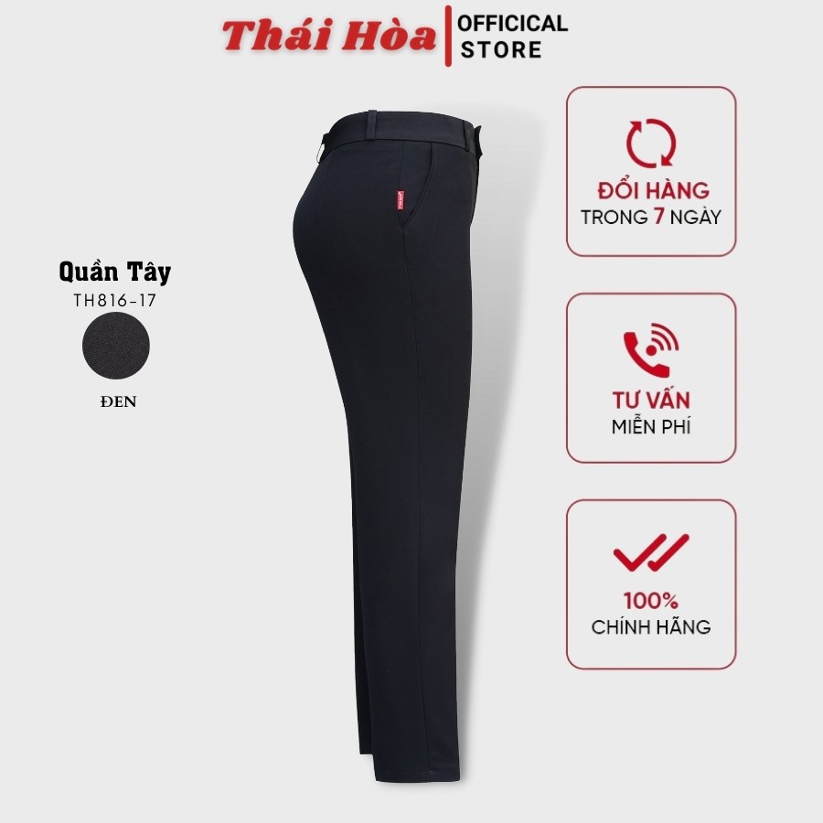 Quần vải nữ công sở kiểu dáng ống đứng Quần Tây nữ Thái Hòa TH816 2 màu đen, xanh than truyền thống | BigBuy360 - bigbuy360.vn