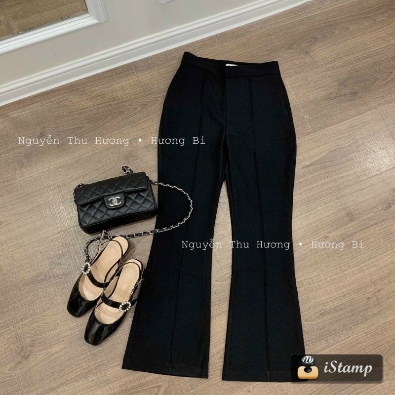 Quần vải ống loe khóa giữa