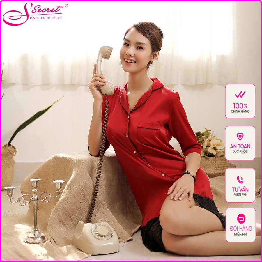 Váy ngủ nữ chất liệu lụa cao cấp phối ren Thu Đông STD2108