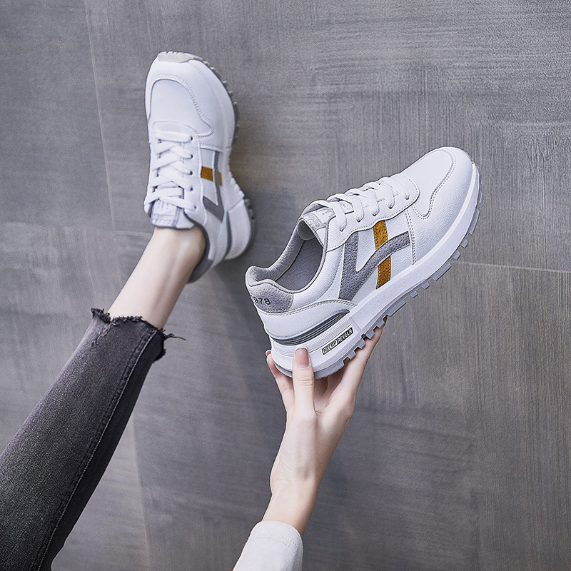 Giày Thể Thao Da Mũi Tròn Phong Cách retro Cho Nữ