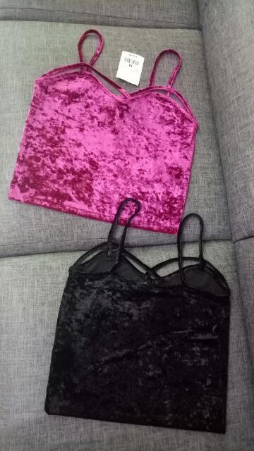Áo nhung 2 dây croptop F21 vnxk