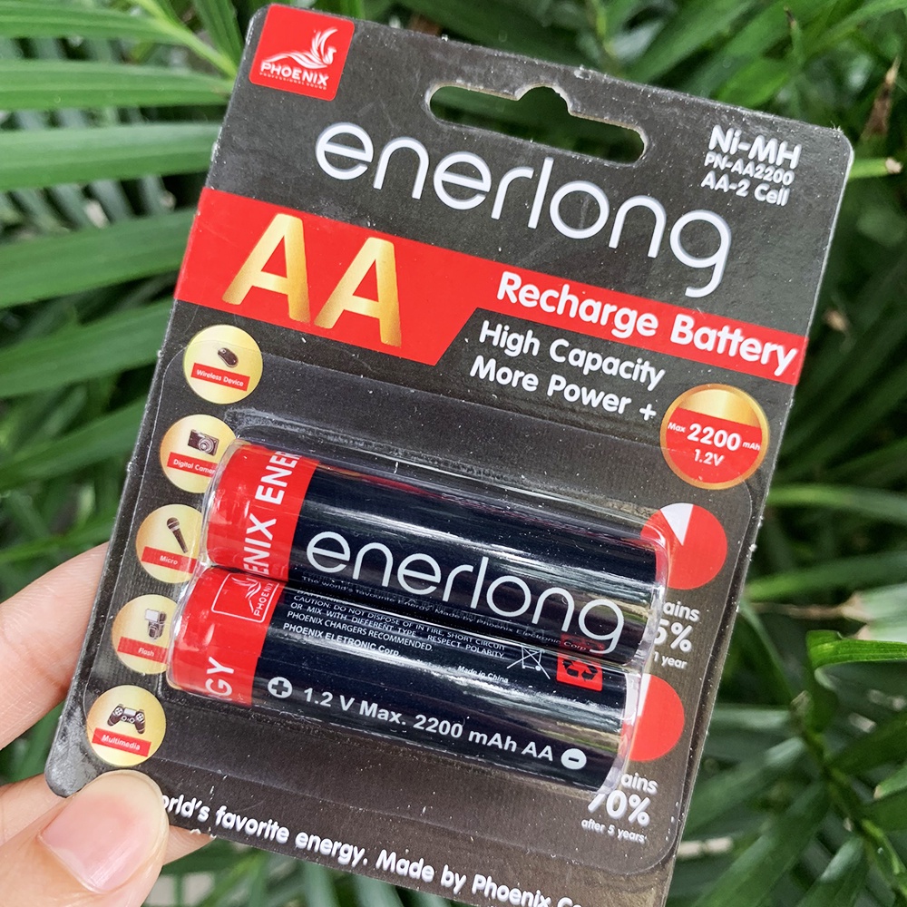 Pin sạc tiểu AA cho micro, máy ảnh Enerlong 2200mAh, Pin sac cho mic không dây cao cấp nhập khẩu chính hãng