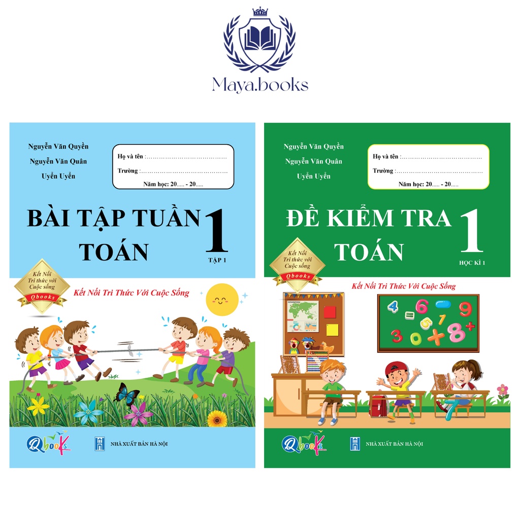 Sách - Bộ 2 quyển bài tập tuần và đề kiểm tra Toán lớp 1 học kì 1 kết nối tri thức