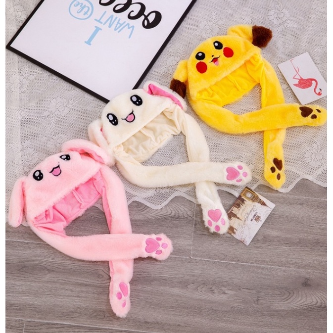 Mũ nón tai thỏ giật siêu xinh nhiều mẫu, kiểu dáng cute, xinh xắn