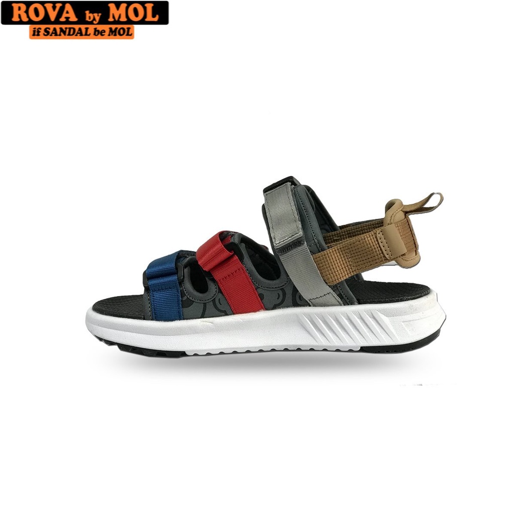 Giày sandal nữ hiệu Rova 3 quai ngang có thể tháo rời quai hậu đi học màu cầu vồng RV3408