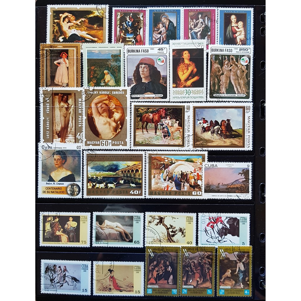 bộ sưu tầm 100 tem thư chủ đề hội họa