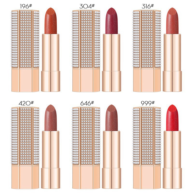 Son môi Leezi chống thấm nước có đính kim cương độc đáo