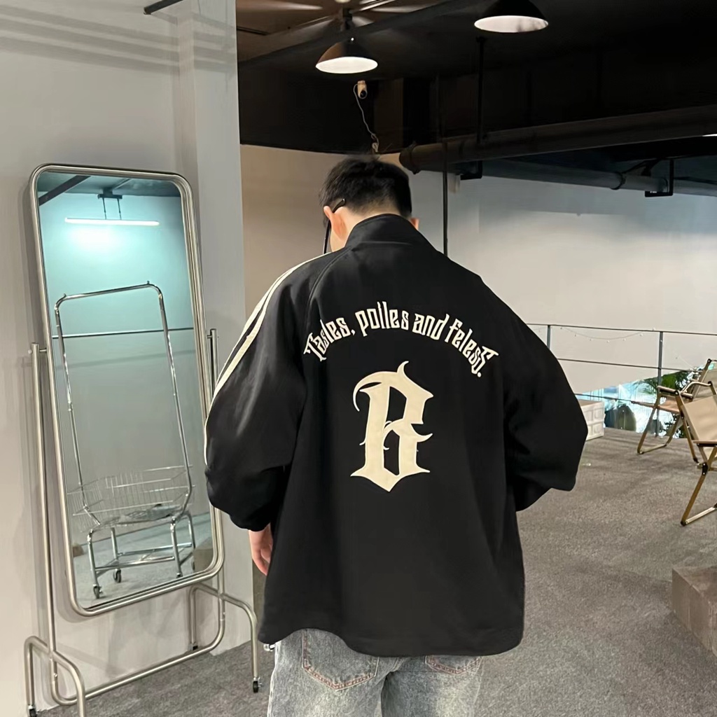 Áo hoodie ZHELIHANGFEI tay dài dáng rộng in họa tiết phong cách đi học thời trang trẻ trung