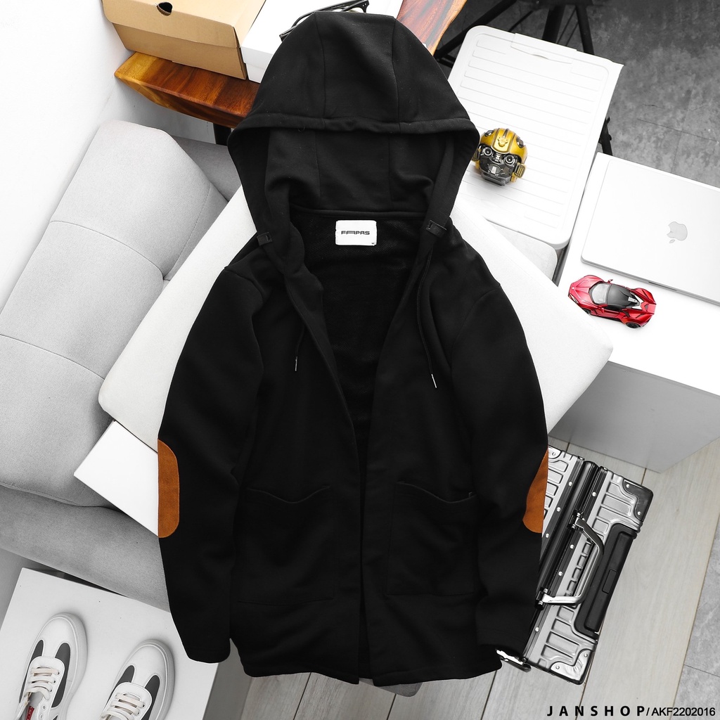 Áo Khoác Mũ Trùm Vải Pique Đơn Giản Cùng Thiết Kế Đắp Khuỷu Tay Sang Trọng Nhưng Năng Động