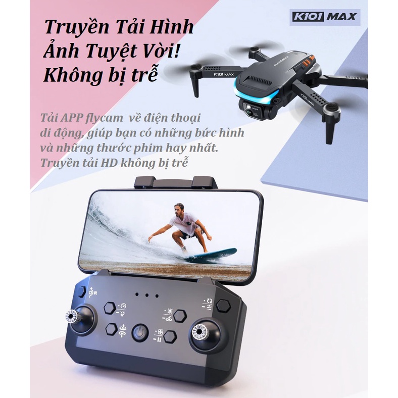 Thiết bị bay không người lái mới 2022 Flycam Drone K101 Max Full chức năng kèm quà tặng hấp dẫn