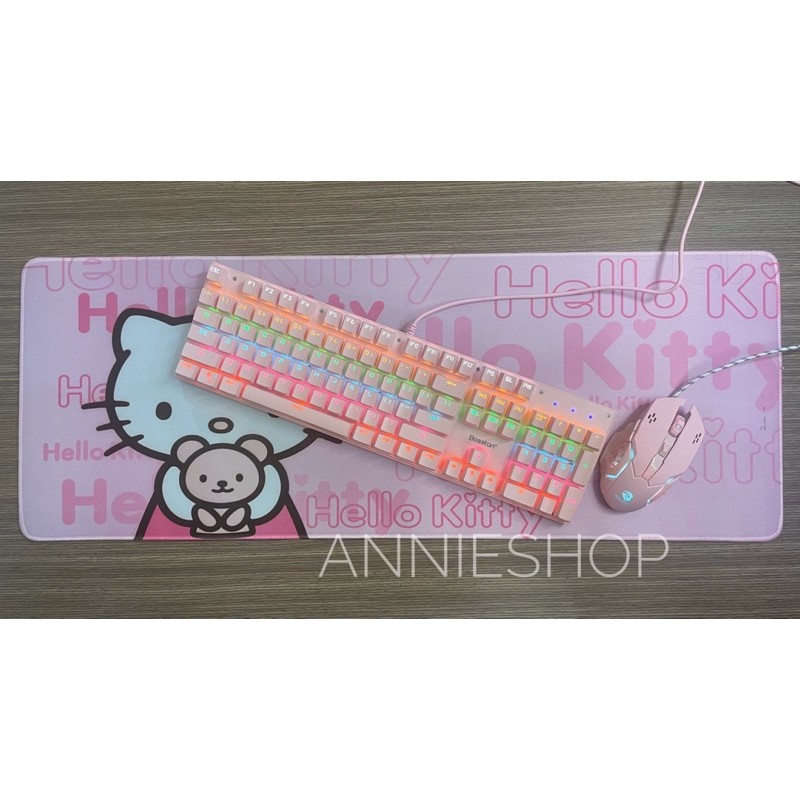 Combo phím chuột cơ BOSSTON EK9350 Hồng - Tặng kèm bàn di chuột Hồng cỡ lớn 30x80