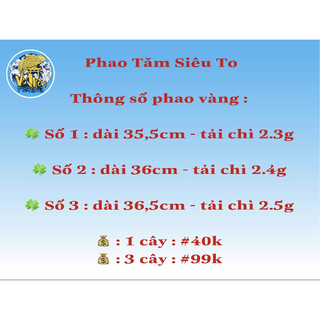 Combo phao nano đầu to hạt xốp tải chì 2,3-2,5g | Phao câu đài màu cam- Vũ Môn fishing