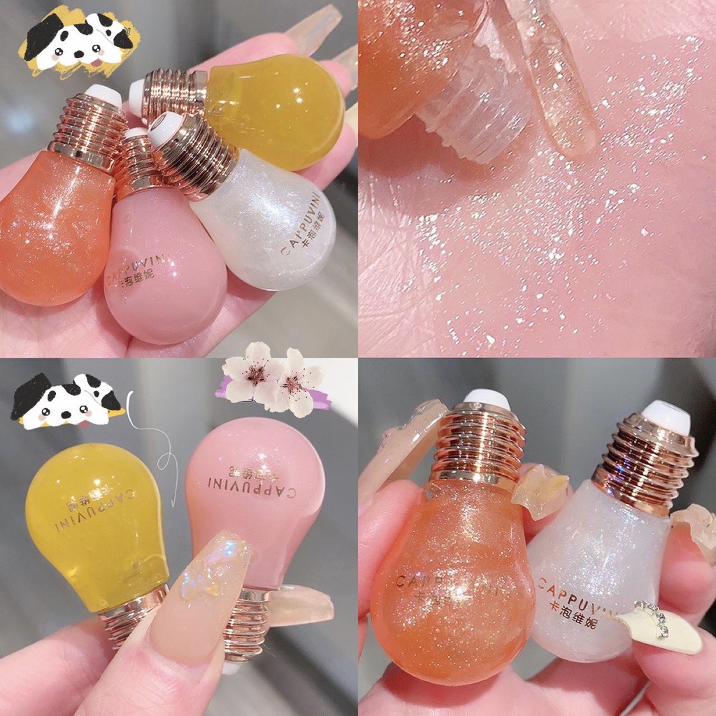Son Bóng Cappuvini Bóng Đèn Dưỡng Ẩm Lấp Lánh Siêu Đáng Yêu Hàng Nội Địa Trung