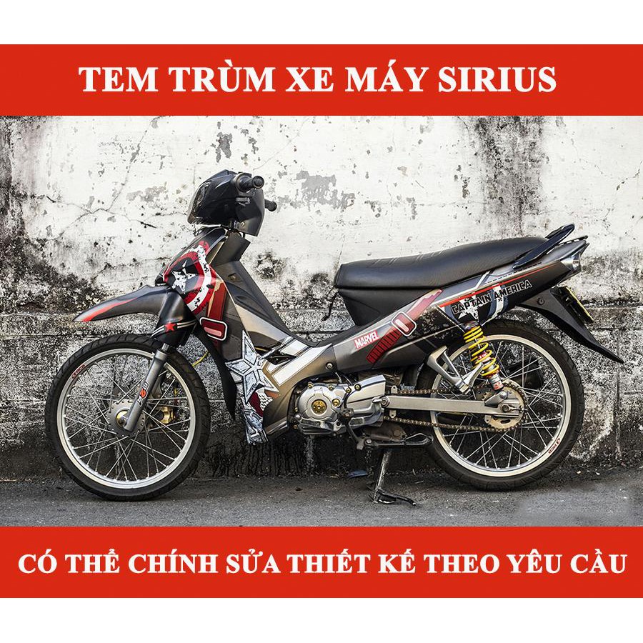 Tem trùm Sirius đỏ đen captain rc, độ team decal xe máy si spark rẻ đẹp