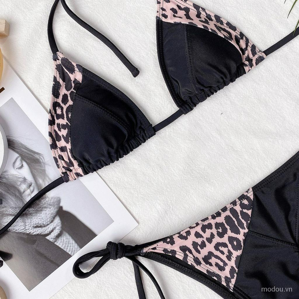 Set Bikini Hoạ Tiết Da Báo Thiết Kế Cột Dây Quyến Rũ