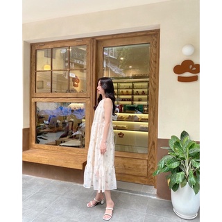 [V0128] Váy yếm tơ in hoa