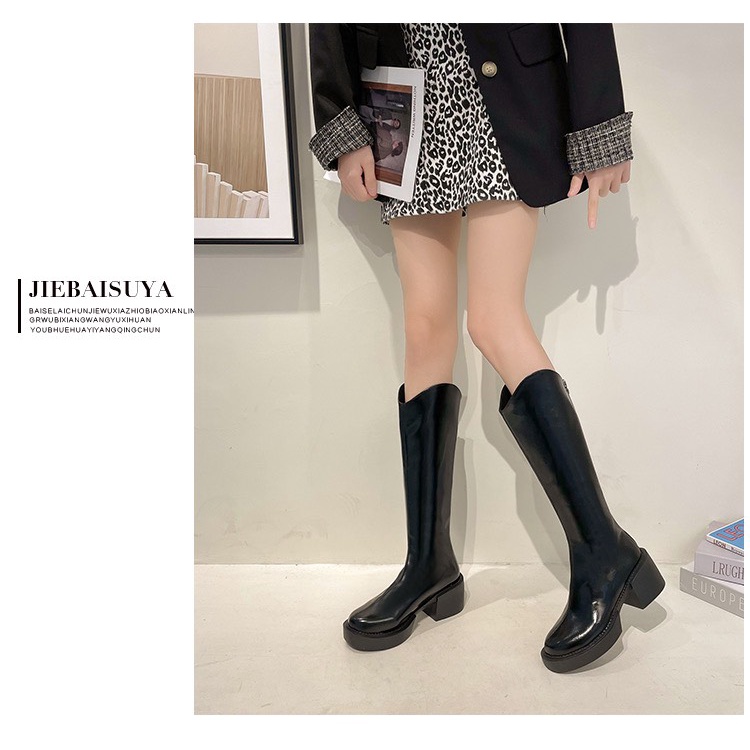 [ Sẵn Đen sz 36,37,39 Kem 35,36,38,39, Có lót lông ] Boots đùi cổ V nâng 6cm chiến binh dành cho nàng cá tính | WebRaoVat - webraovat.net.vn