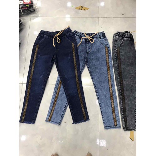 QUẦN JEAN BAGGY LƯNG THUN 9 TẤC CO GIÃN CÀO LAI TUA SỌC HAI BÊN
