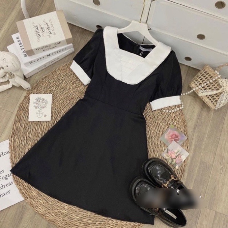 VÁY XOÈ PHỐI CỔ TRẮNG