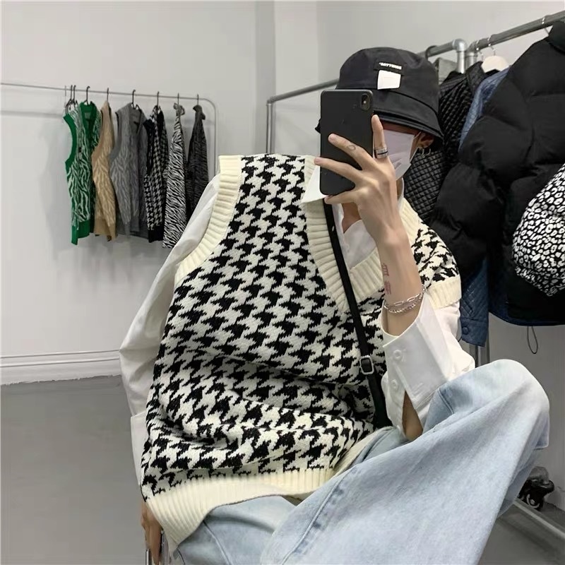 Áo gile nam cổ chữ v thời trang sành điệu cho nữ cardigan simple retro new v áo len hàn quốc fashion unisex áo sweater tay