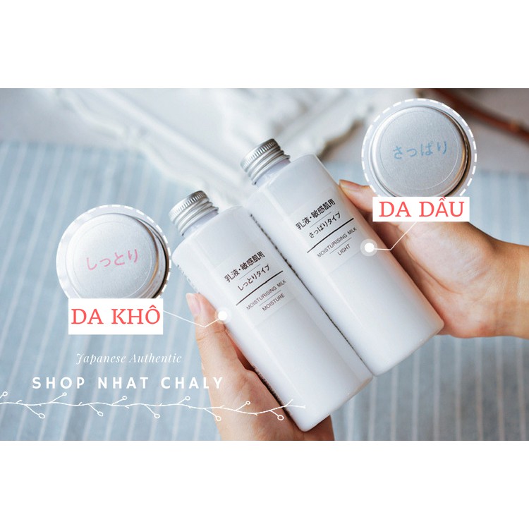 Sữa dưỡng Muji Moisturing Milk dưỡng ẩm - cấp ẩm làm căng mịn da. Mẫu mới vừa về cho da nhạy cảm. Hàng nội địa Nhật