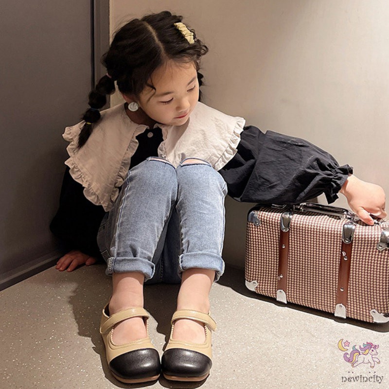 Giày Bé Gái Đế Mềm Kiểu Dáng Retro Phong Cách Hàn Quốc