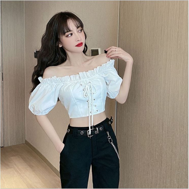 [Mã Fashion10 Giảm 10K đơn 50K] Áo Cro-top nữ đan dây cá tính