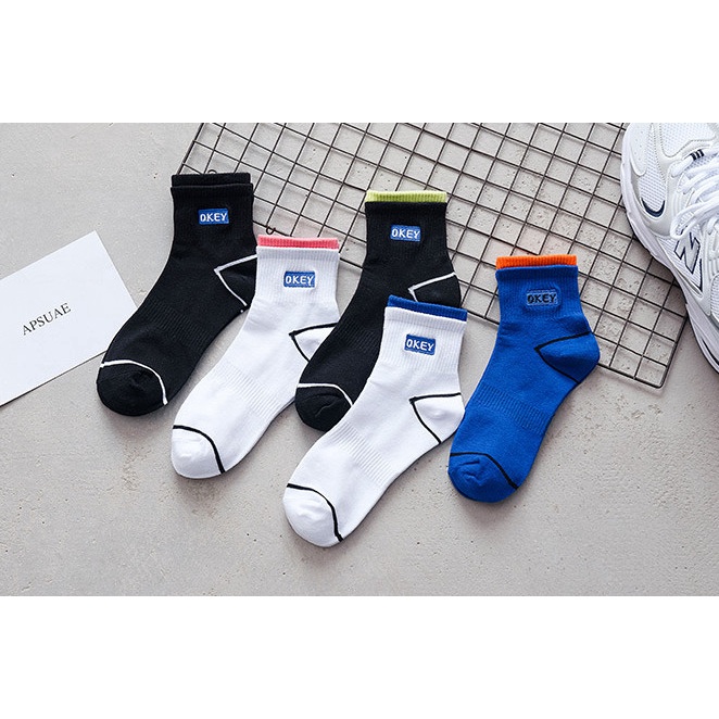 Vớ Unisex chữ OKEY cổ lửng nhiều màu, phong cách thể thao, năng động.