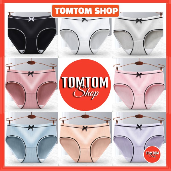 Quần Lót Chip Nữ Cotton Đính nơ dễ thương màu trơn kháng khuẩn QL34