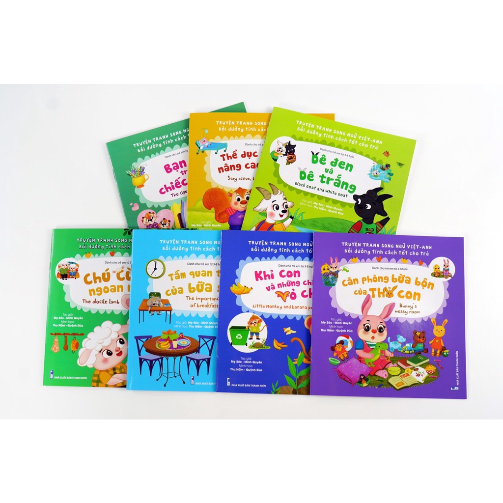 Sách - Bộ Truyện Tranh Song Ngữ Việt Anh - Bồi Dưỡng Tính Cách Tốt Cho Trẻ ( Bộ 8 Cuốn) - Dành Cho Trẻ Từ 3-8 Tuổi