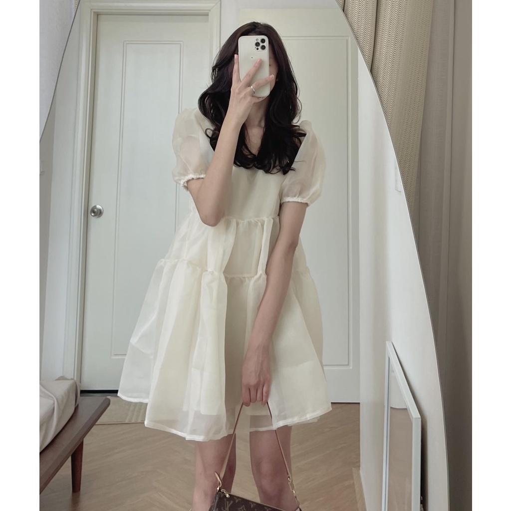 [Mã FAMARAL1 giảm 10K đơn 50K] V079 Váy tơ babydoll tay bồng | BigBuy360 - bigbuy360.vn