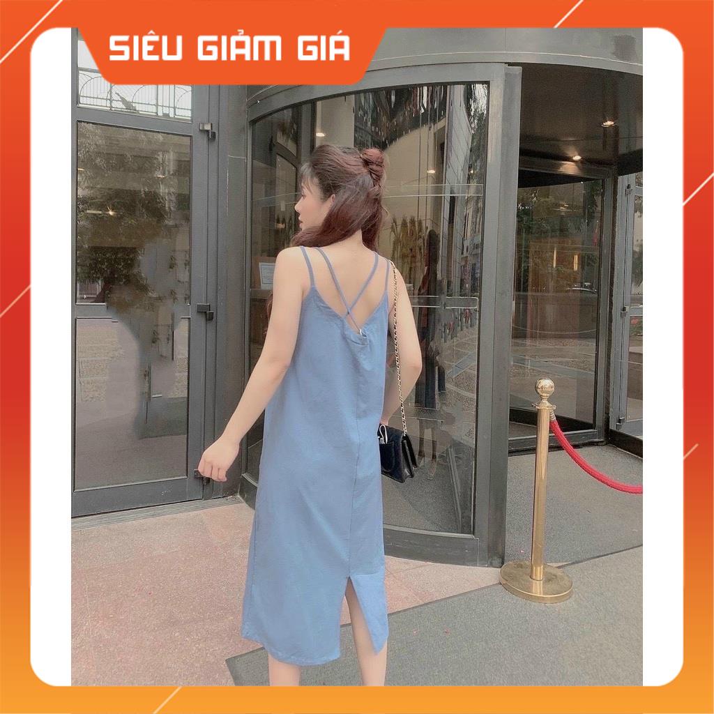 Váy bầu hai dây thiết kế hở lưng đan dây siêu đẹp ☘️❤️chất đũi cao cấp siêu thoáng mát,thấm hút mồ ❤️☘️freesize 45-68kg