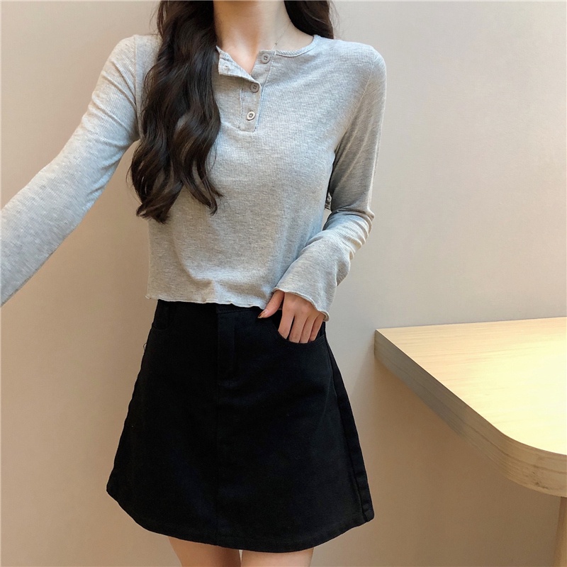 Áo Thun Tay Dài Form Ôm Lưng Cao Kiểu Dáng Sexy