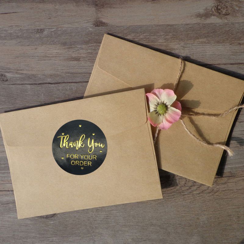 Set 500 miếng dán chữ Thank You for Your Order dùng để trang trí túi bánh