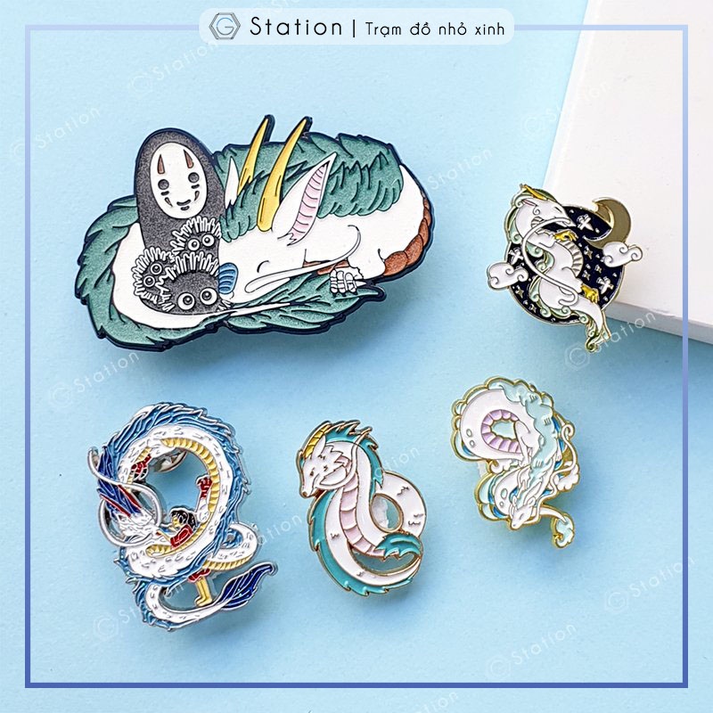 [40 MẪU] Pin cài áo anime Spirited Away Vùng đất linh hồn Studio Ghibli Chihiro/ Haku/ Vô diện/ Bồ hóng - GC318