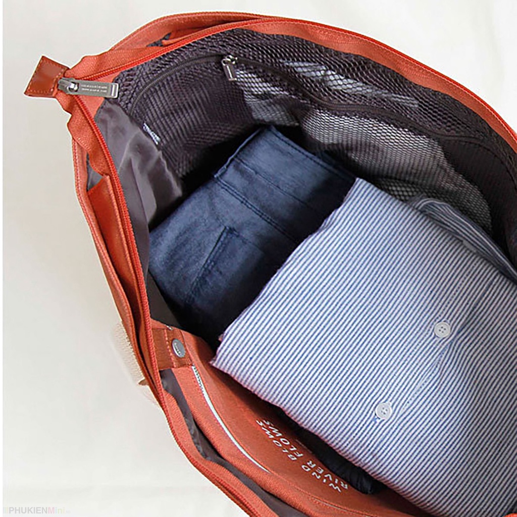 Túi vải canvas loại to gấp gọn nhiều ngăn đựng quần áo giày dép du lịch đi biển đi chơi có quai treo tay nắm vali