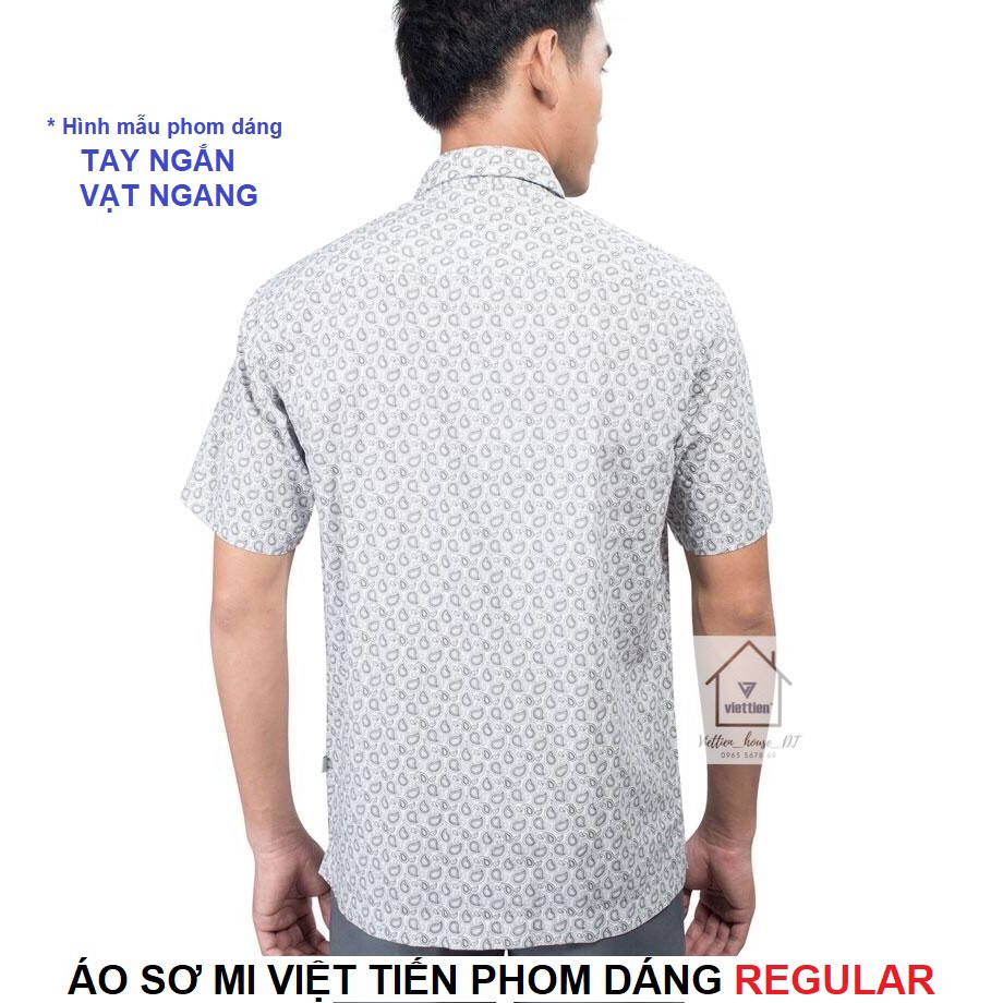 [HÀNG CHÍNH HÃNG] ÁO SƠ MI VIỆT TIẾN SMART CASUAL TAY NGẮN VẠT NGANG VẢI SỢI TRE 6N0113NT4/Sn5