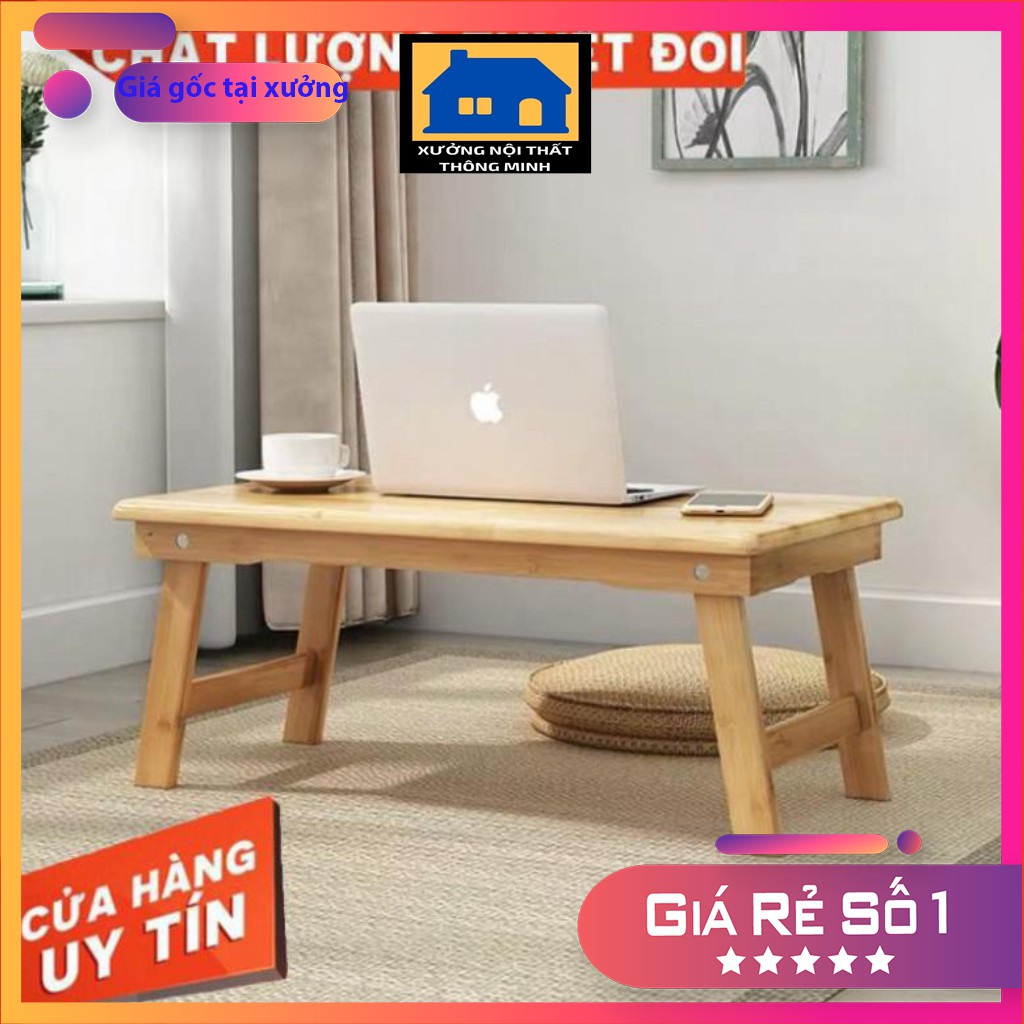 Bàn gấp mini đa năng gỗ tự nhiên, bàn gỗ đa năng chân xếp 40x60cm