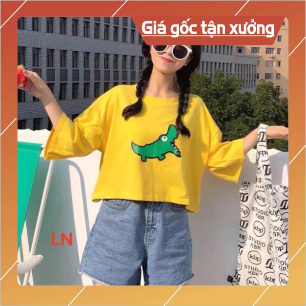 💖FREESHIP💖 Áo croptop khủng long xanh nhỏ LN12 siêu mát