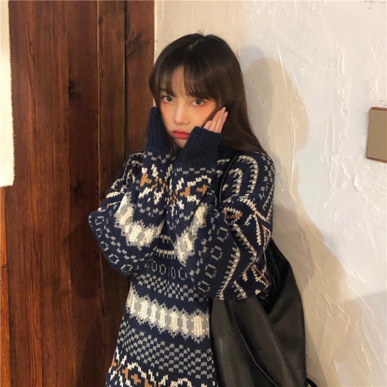 Áo Len Thổ Cẩm ELISA, Áo Len Nữ Dài Tay Cổ Tròn Ulzzang Thời Trang Form Rộng Cá Tính | BigBuy360 - bigbuy360.vn